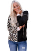 Black Leopard Patchwork Buttoned Hooded Sweatshirt